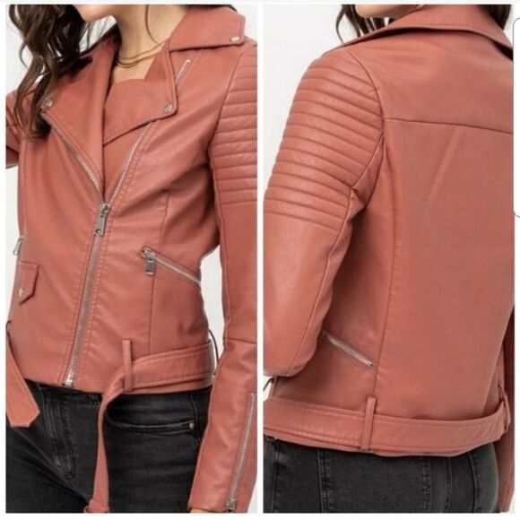 Love Tree Belted Moto Jacket - Picture 1 of 9